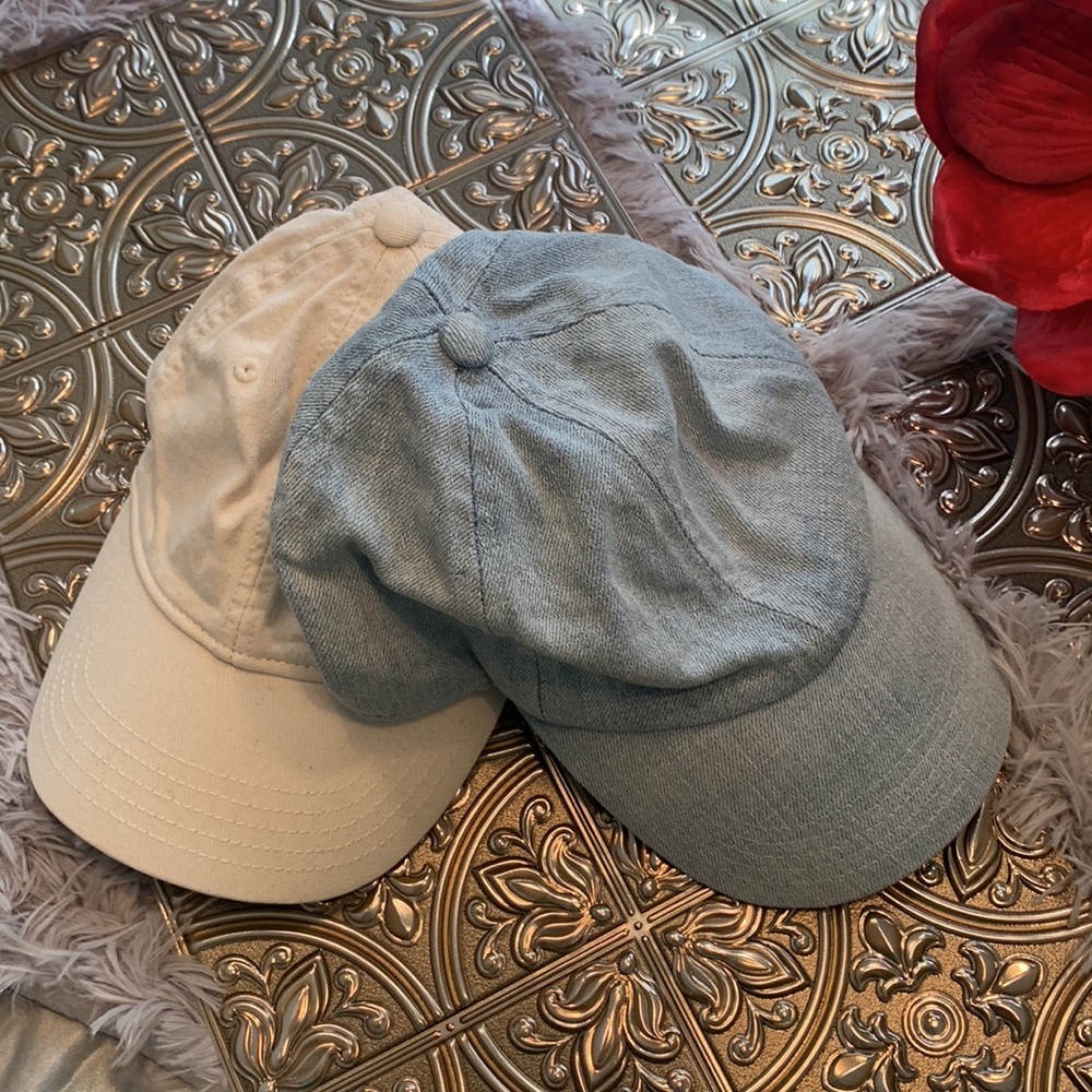 🌹 madewell & GAP • Cream and Denim Baseball Caps Bundle
